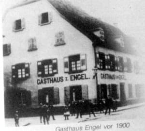 Historische Aufnahme des Gasthauses zum Engel in Offenburg vor 1900